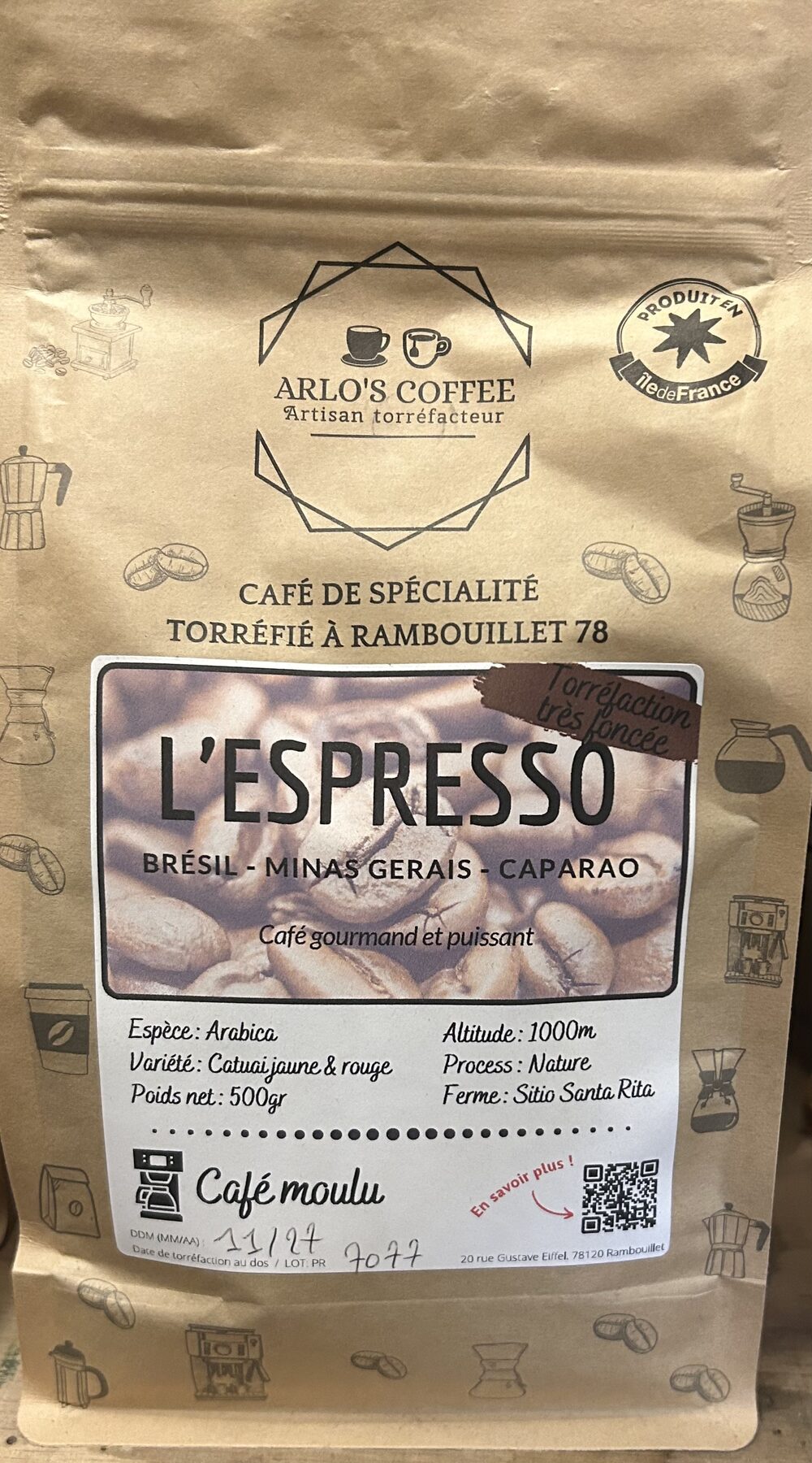Café Arlo's Espresso moulu 500g